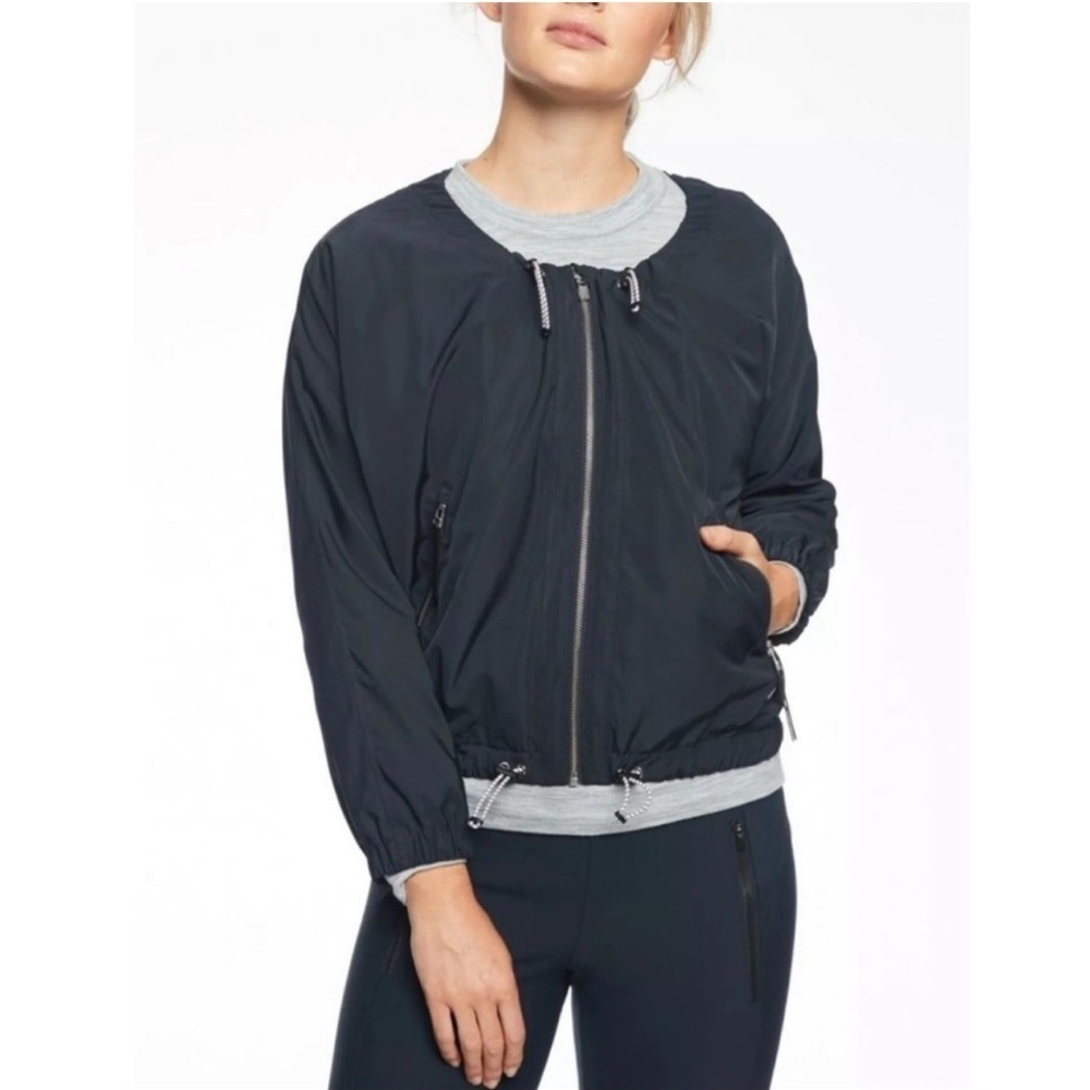 Athleta Chill Bomber Navy Blue Jacket